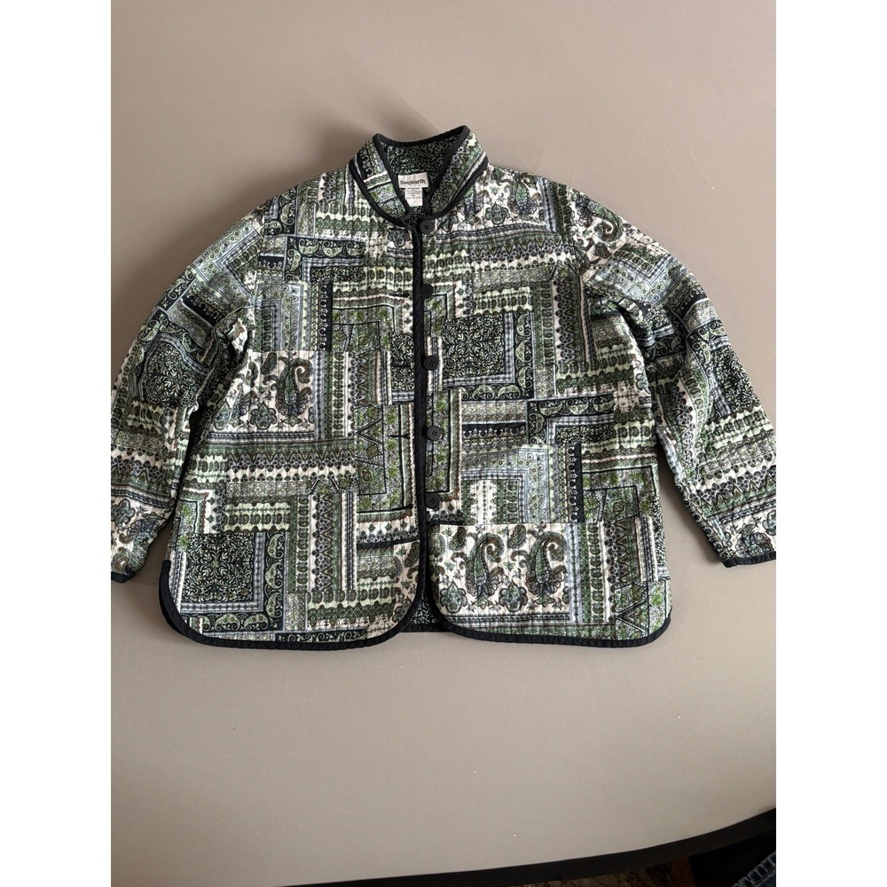 BonWorth Women's XL Quilted Jacket Floral Patchwork Cotton Lightweight Cozy